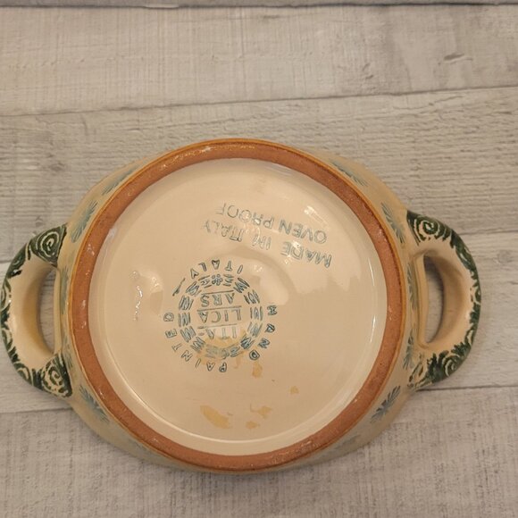 Hand-Painted Italian Ceramic Baking Dish With Dual Handles & Apple Design ARS - Picture 4 of 7